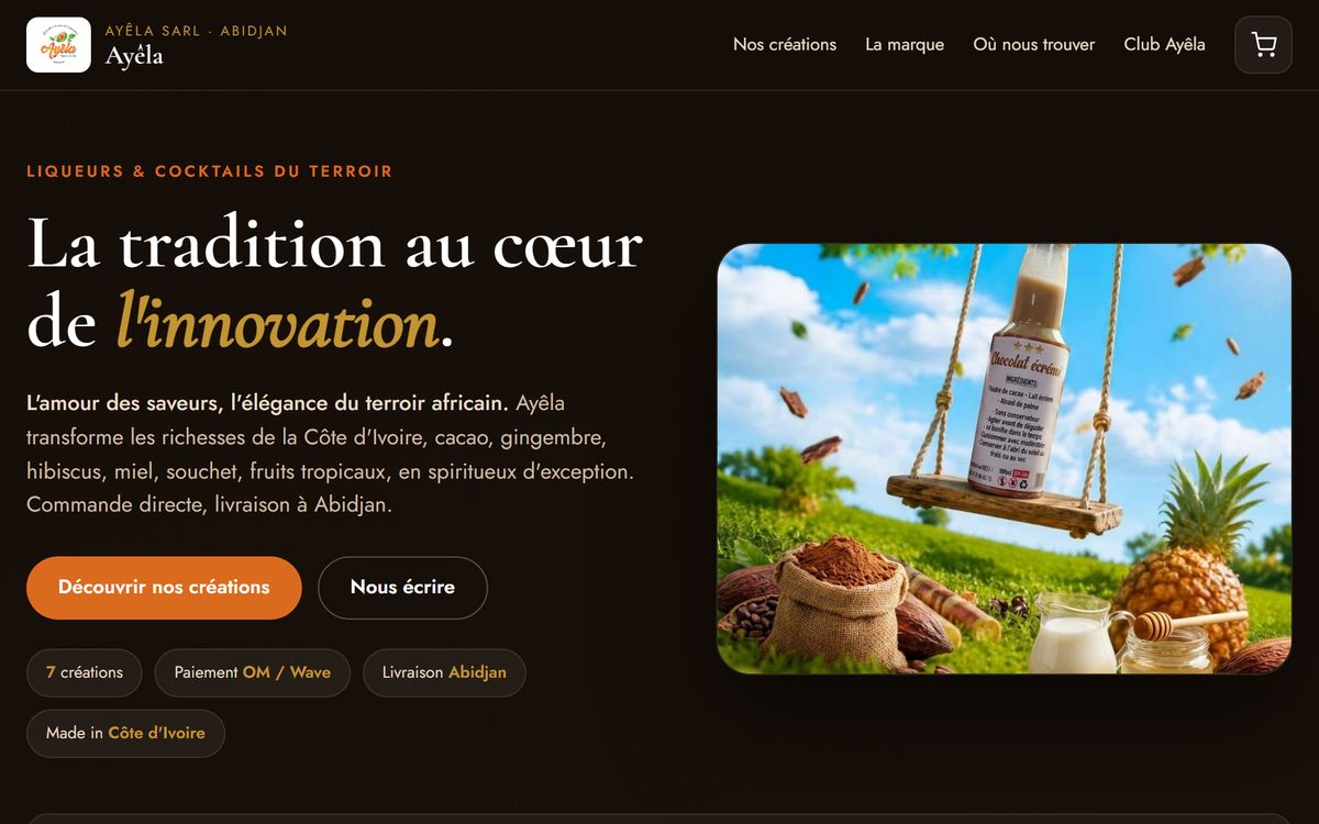 Page d'accueil du site de La Maison Ayêla