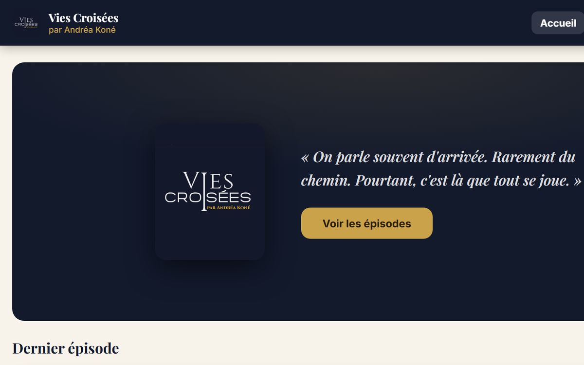 Page d'accueil du média Vies Croisées